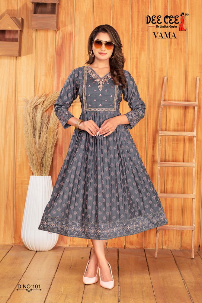 Vama By Deecee Long Flared Printed Kurtis Wholesale Shop In Surat